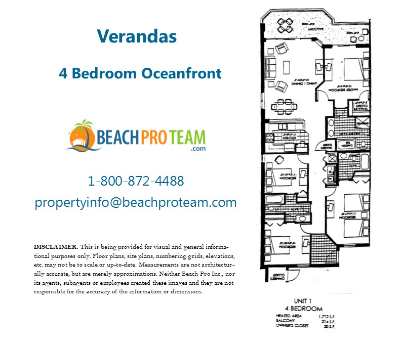 Verandas Floor Plan - 4 Bedroom Oceanfront